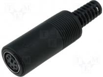 Mini din connector - Plug, DIN mini, female, PIN 6, soldering, for cable, straight