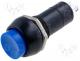 Button - Switch push-button, 2-position, SPST-NO, 1A/250VAC, blue, Ø12mm