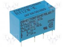   - Relay electromagnetic, DPDT, Ucoil 12VDC, 0.5A/120VAC, 1A/24VDC