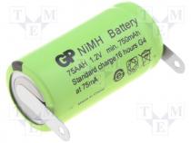 Rechargeable battery Ni-MH, 2/3AA,2/3R6, 1.2V, 750mAh
