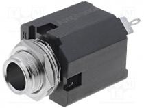 Connectors AV - Socket, Jack 6,35mm, female, straight, for panel mounting, THT