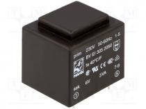 BVEI3052050 - Transformer encapsulated, 3VA, 230VAC, 6V, Mounting PCB, IP00