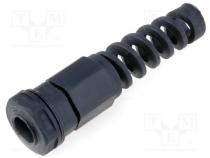 Cable Accessories - Cable gland, with grommet, M12, IP68, Mat polyamide, black, 12.1mm