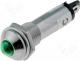 Lamp indicators - Indicator LED, prominent, green, 12VDC, dcutout Ø8.2mm, IP40