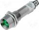 Lamp indicators - Indicator LED, recessed, green, 24VDC, dcutout Ø8.2mm, IP40, metal