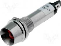 Indicator LED, recessed, red, 24VDC, dcutout Ø8.2mm, IP40, metal