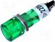 Lamp indicators - Indicator with FLUO neon lamp, flat, green, 230VAC, plastic, IP20