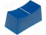 Knob slider, Colour blue, 23x11x11mm, Mat plastic, Pointer white