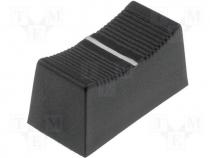 CS1/6-BLK - Knob slider, Colour black, 23x11x11mm, Mat plastic