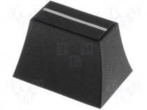 CS2/6-BLK - Knob slider, Colour black, 20x14x13mm, Mat plastic