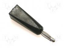 Plug, 2mm banana, Rated cur 5A, black, Connection soldering