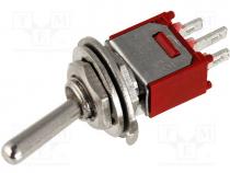 TSSM1022A1 - Switch toggle, 2-position, SPDT, ON-ON, 1A/250VAC, -55÷65C, 20m