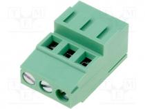 DG500H-5.08-03P-14 - Terminal block, angled 90, 2.5mm2, 5.08mm, ways 3, 24A, 250V