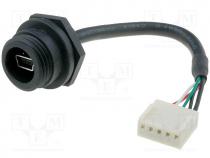 Socket, USB B mini, Mini USB Buccaneer, PIN 5, IP68