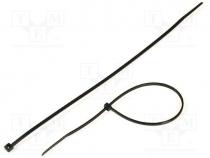 Cable tie, L 250mm, W 4.8mm, Colour black, Material polyamide