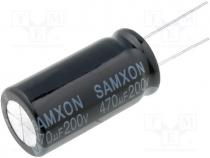 Capacitors Electrolytic - Capacitor  electrolytic, THT, 470uF, 200V, Ø18x35mm, Pitch 7.5mm