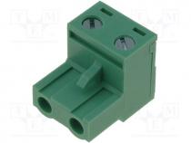 Pluggable terminal block, plug, 7.5mm, straight, ways 2, 20A, 400V