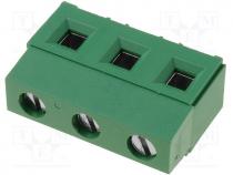 TB-7.5-AMP-3P - Terminal block, 7.5mm, angled 90, ways 3, 17.5A, H 15.2mm, green