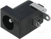 DC connector - Socket, DC supply, male, 5.5mm, 2.1mm, with on/off switch, 5A