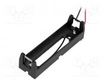 Battery Holder - Holder, Size  MR18650, Batt.no 1, Leads  cables, Colour  black