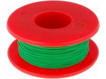 KYNAR30AWG50MGR - Cable, solid, Cu, 30AWG, kynar 460 (PVDF), green, 300V, 50m