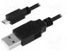USB cable - Cable, USB 2.0, USB A plug, USB B micro plug, nickel plated, 1.8m