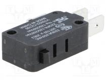 Microswitch, without lever, SPDT, 22A/250VAC, ON-(ON), 1-position