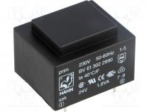 BVEI3022990 - Transformer  encapsulated, 1.8VA, 230VAC, 24V, 75mA, Mounting  PCB