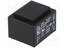 Transformer  encapsulated, 1.9VA, 230VAC, 7.5V, 7.5V, 126mA, 126mA