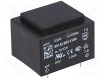 BVEI3032100 - Transformer  encapsulated, 1.9VA, 230VAC, 24V, 79mA, Mounting  PCB