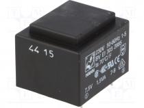 Transformer  encapsulated, 1.5VA, 230VAC, 7.5V, 200mA, 81g