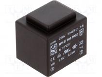 BVEI3058022 - Transformer  encapsulated, 2.3VA, 230VAC, 7.5V, 307mA, 111g