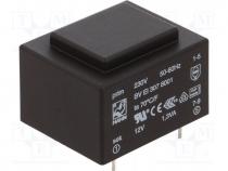 BVEI3078001 - Transformer  encapsulated, 1.3VA, 230VAC, 12V, 108mA, Mounting  PCB