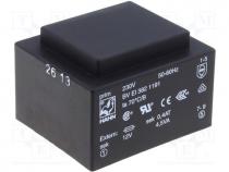 BVEI3821191 - Transformer  encapsulated, 4.5VA, 230VAC, 12V, 375mA, Mounting  PCB