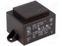 Transformer  encapsulated, 6VA, 230VAC, 12V, 12V, 250mA, 250mA, 200g