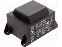 Transformer  encapsulated, 20VA, 230VAC, 12V, 12V, 834mA, 834mA