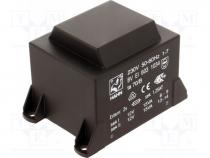 Transformer  encapsulated, 30VA, 230VAC, 12V, 12V, 1250mA, 1250mA