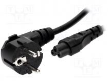 SN314-3/07/1.8BK - Cable, CEE 7/7 (E/F) plug angled, IEC C5 female, 1.8m, black, PVC