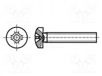 B2X20/BN384 - Screw, M2x20, Head  cheese head, Cut  Phillips, steel, zinc, PH1