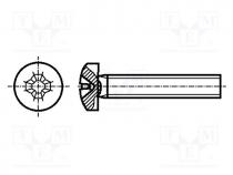 B2X20/BN384 - Screw, M2x20, Head  cheese head, Cut  Phillips, steel, zinc, PH1