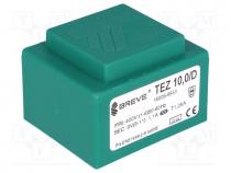 Transformer  encapsulated, 10VA, 400VAC, 9V, Mounting  PCB, IP00