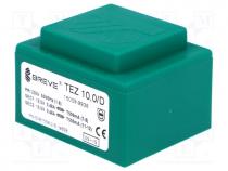 TEZ10/D/10.5-10.5V - Transformer  encapsulated, 10VA, 230VAC, 10.5V, 10.5V, IP00, 280g