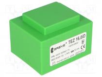 TEZ16/D400/9V - Transformer  encapsulated, 16VA, 400VAC, 9V, Mounting  PCB, IP00