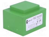 TEZ16/D400/24V - Transformer  encapsulated, 16VA, 400VAC, 24V, Mounting  PCB, IP00