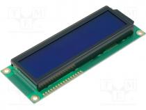 Display  LCD, alphanumeric, STN Negative, 16x2, blue, LED, PIN 16