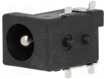 Power connector - Socket, DC supply, male, 5,5/2,5mm, 5.5mm, 2.5mm, on PCBs, SMT, 3.5A