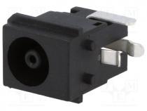 Power connector - Socket, DC supply, female, 6,5/4,1/1mm, 6.5mm, 4.1mm, on PCBs, THT