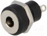 Power connector - Socket, DC supply, male, 3,4/1,3mm, 3.4mm, 1.3mm, soldering, 500mA