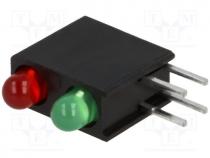 L-934MD/1LI1LGD - LED, in housing, No.of diodes 2, 3mm, THT, red/green, 1-2mcd, 40