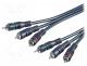 Cable, RCA plug x3,both sides, 2m, Plating  nickel plated, black
